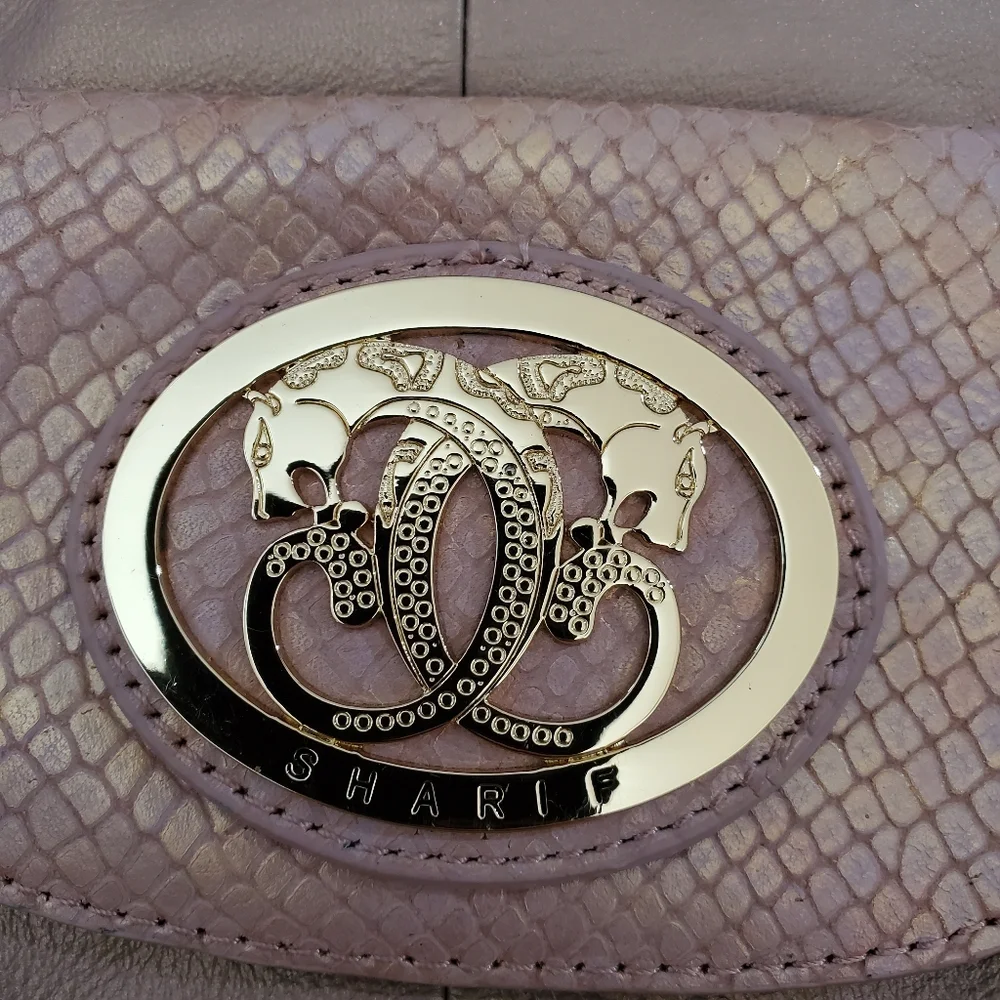 NWT Sharif Hobo Bag Reptile Print Suede Dusty‎ Pink Copper Metallic Purse